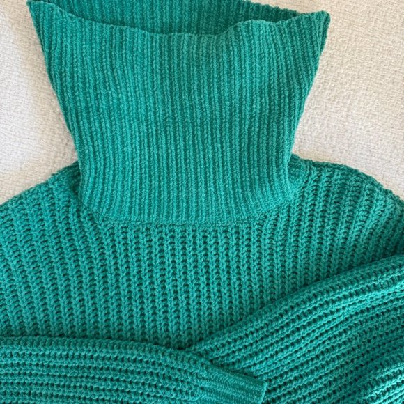 NWT Almost Famous Turquoise Knit Long Sleeve Cowl Neck Soft Sweater Sz L #04 - Picture 5 of 7